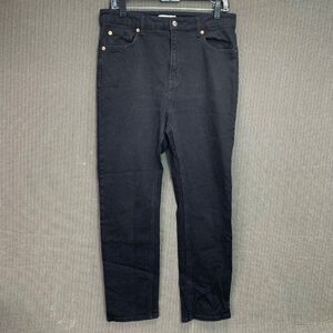 H&M Womens Size 12 Black Denim Jeans Mid Rise 5 Pocket Button & Zipper Closure